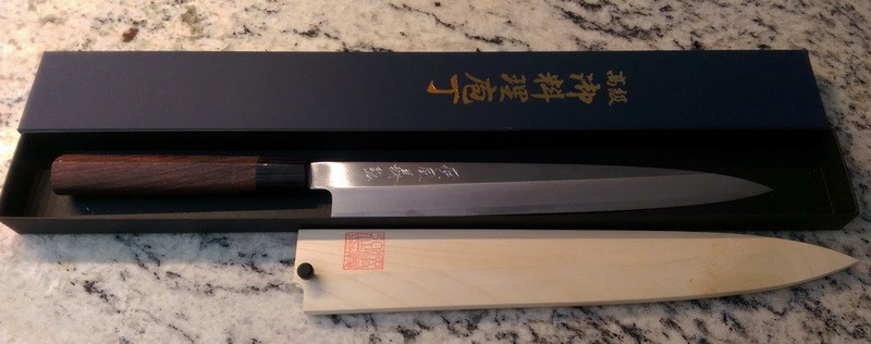 Yoshihiro Sushi Knife Yoshihiro Shiroko High Carbon Steel Kasumi Yanagi Shitan Handle Sushi Sashimi Chef Knife 10.5inch (270mm)
